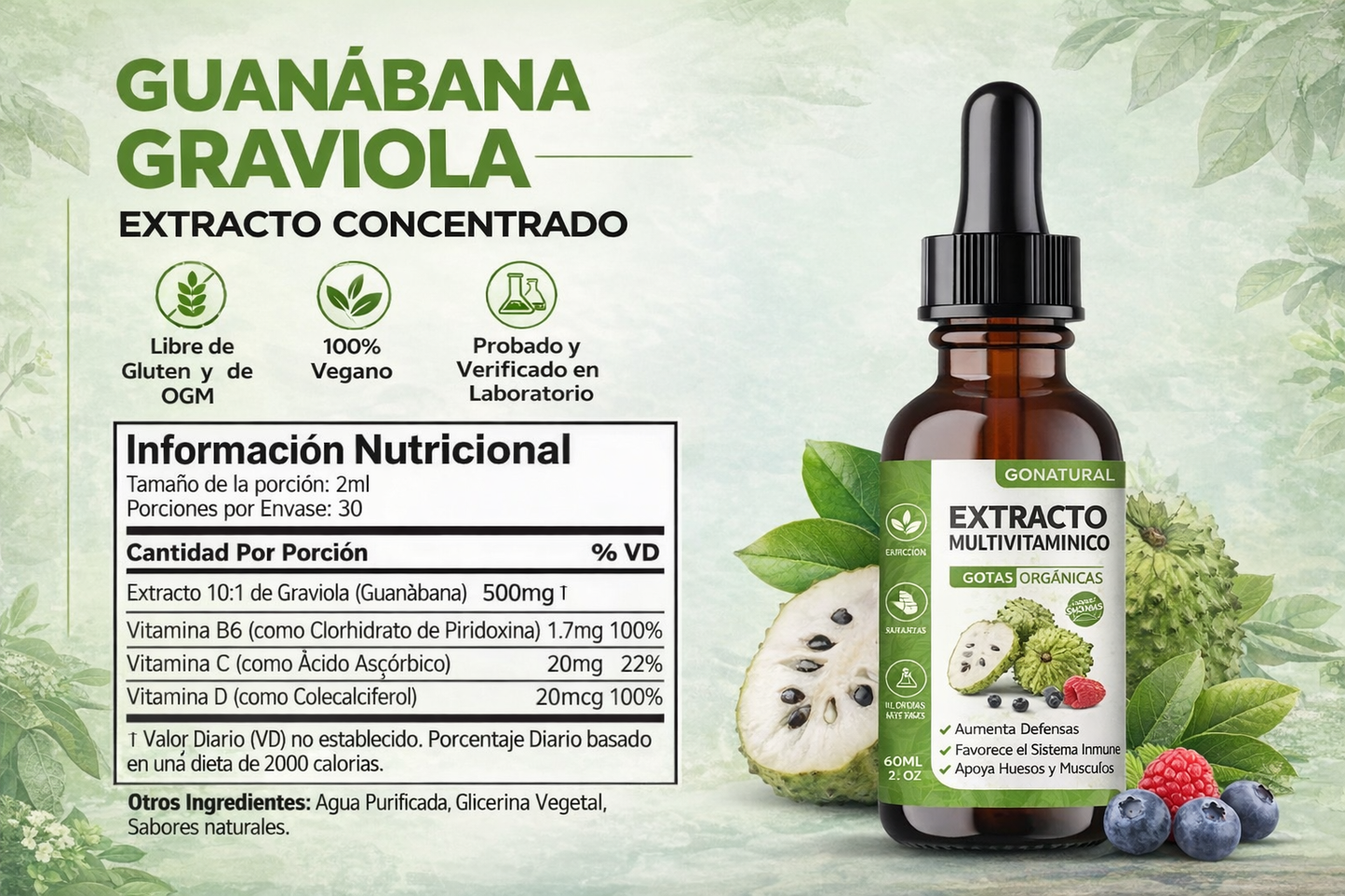 Extracto de Guanábana Orgánico en Gotas